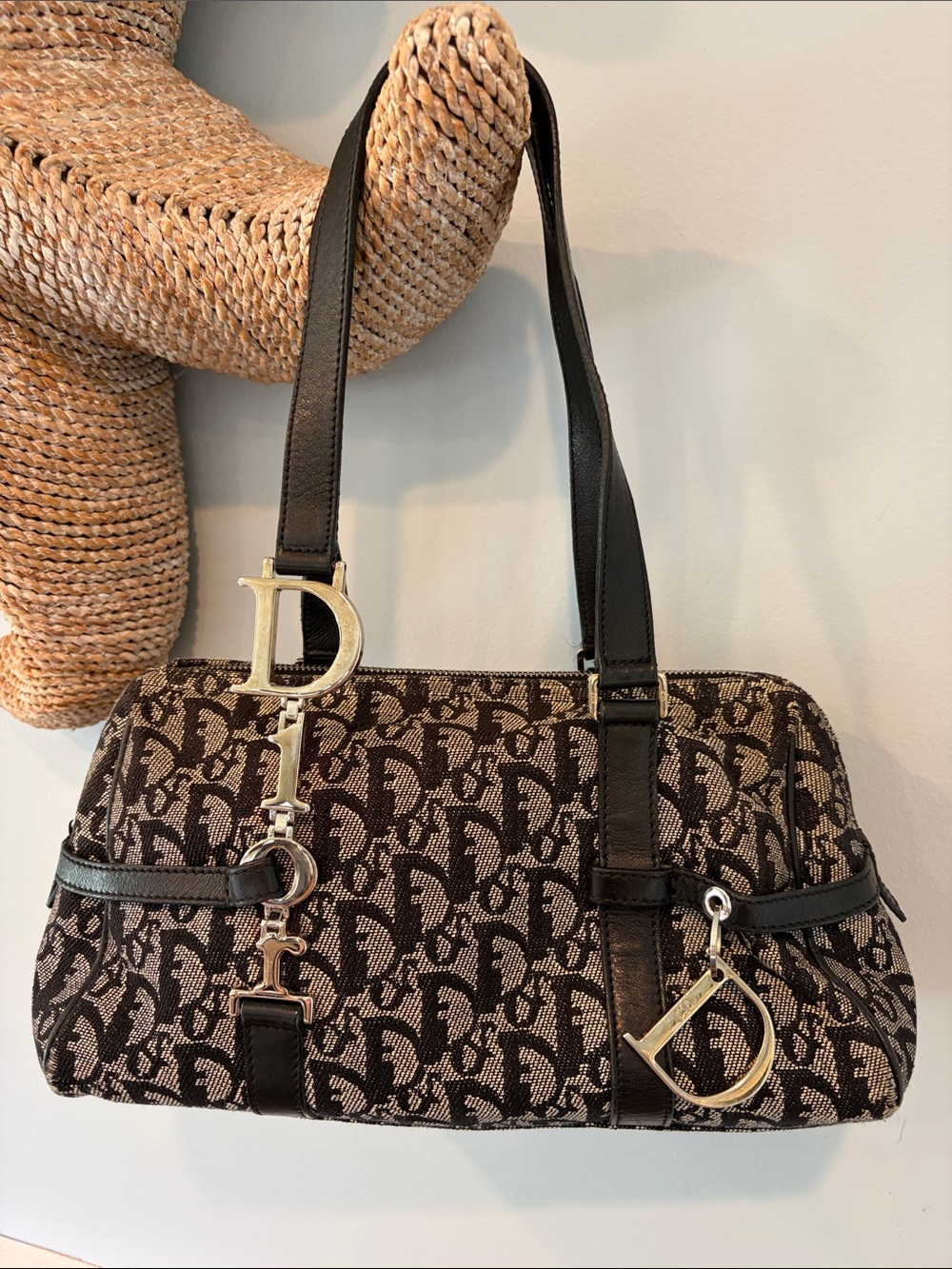 Christian Dior Trotter Oblique Canvas Boston Bag Vintage